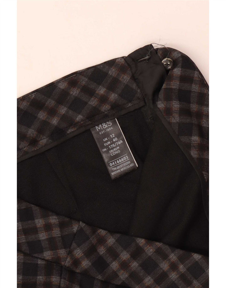 Marks & Spencer Womens Casual Trousers UK 12 Medium W30 L29 Brown Check