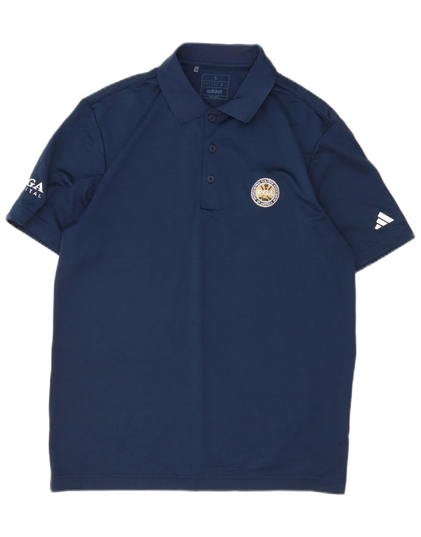 Adidas Mens Polo Shirt Small Navy Blue Polyester