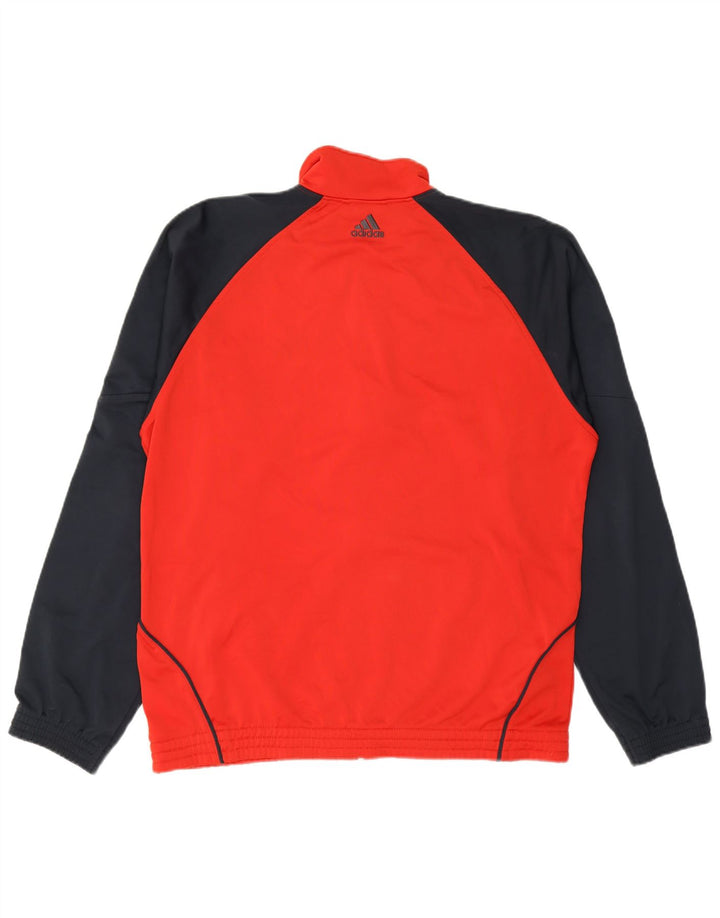 Adidas Mens Tracksuit Top Jacket UK 42/44 Large Red Colourblock Polyester