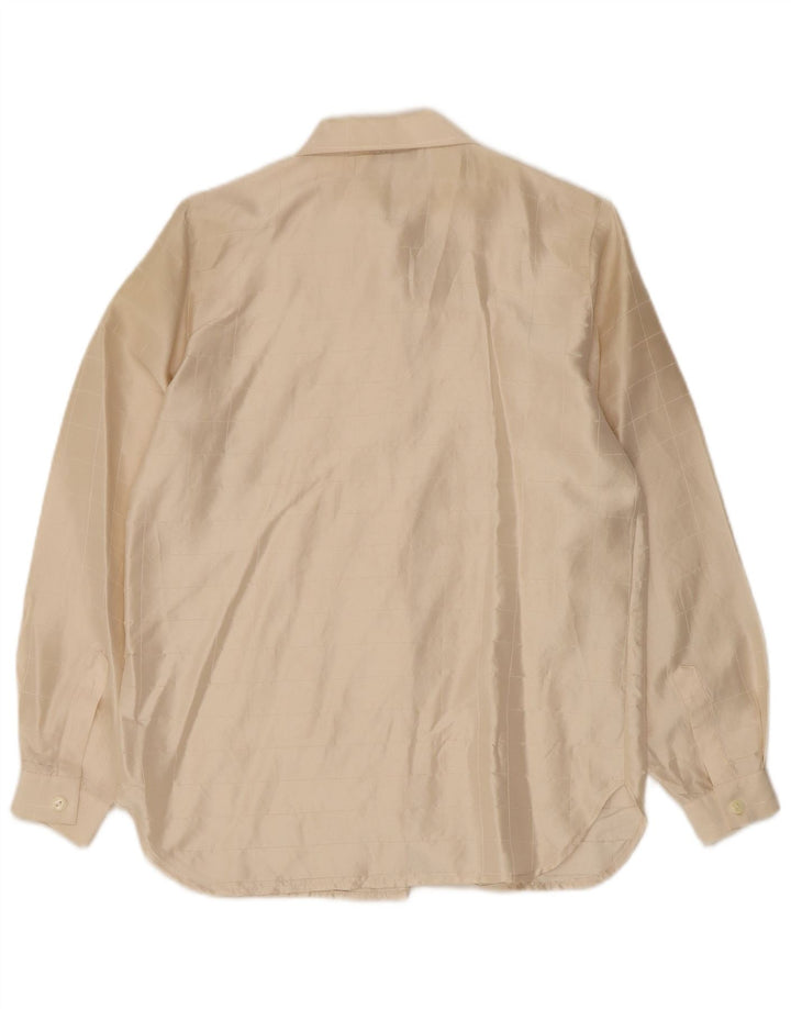 Vintage Womens Shirt Blouse UK 14 Medium Beige Check