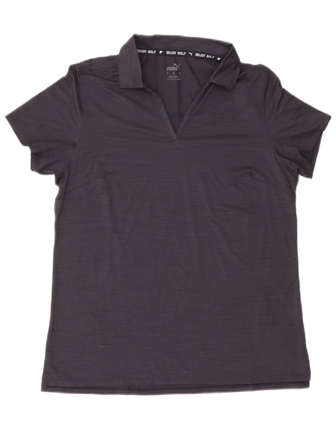 PUMA Womens Polo Shirt UK 14 Large Navy Blue Flecked Polyester