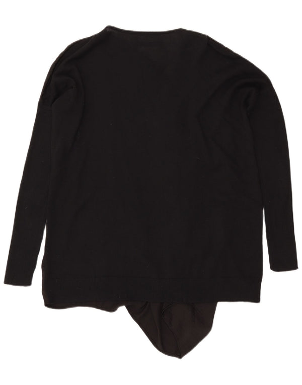 All Saints Womens V-Neck Jumper Sweater UK 10 Small Black Cotton