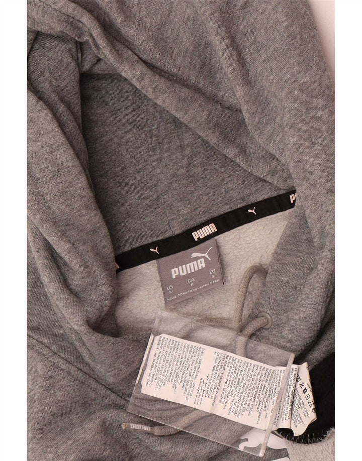 Puma Mens Hoodie Jumper Small Grey Colourblock Cotton