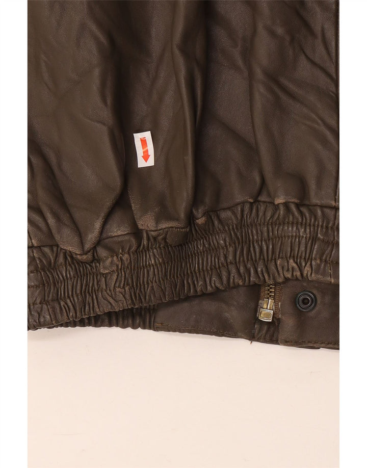 VINTAGE Mens Leather Jacket IT 48 Medium Brown