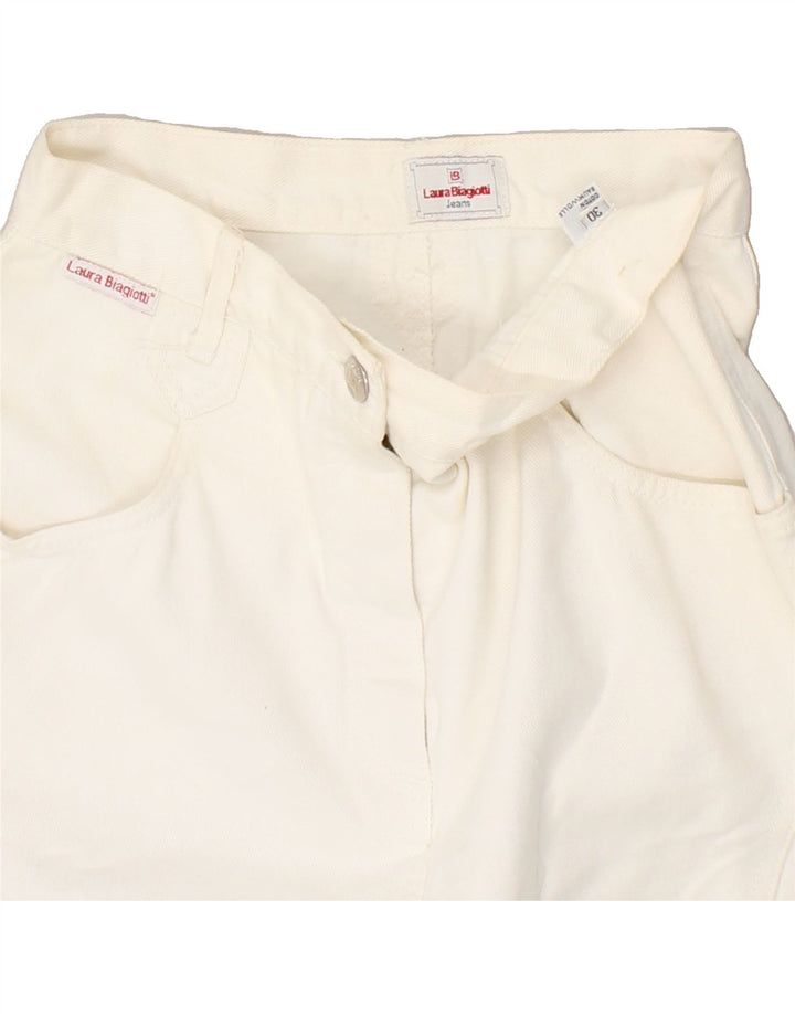LAURA BIAGIOTTI Womens Denim Skirt W30 Medium White Cotton Vintage Laura Biagiotti and Second-Hand Laura Biagiotti from Messina Hembry 