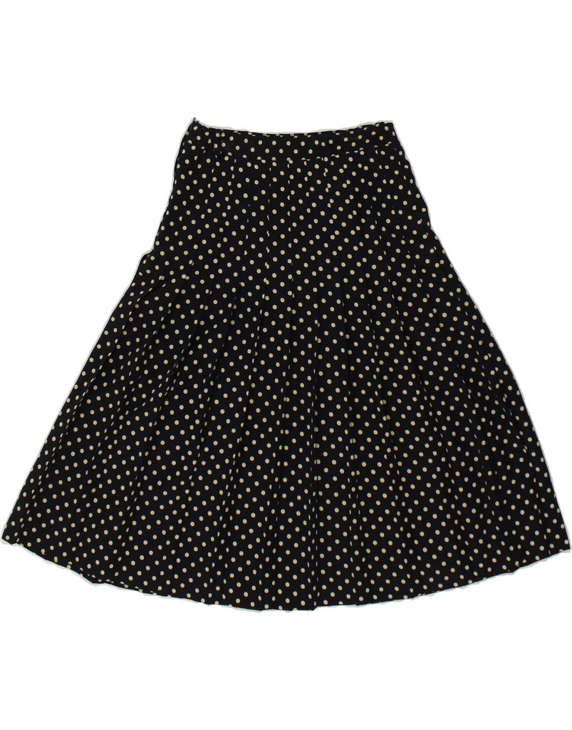 VINTAGE Womens High Waist Pleated Skirt W26 Small Navy Blue Polka Dot | Vintage Vintage | Thrift | Second-Hand Vintage | Used Clothing | Messina Hembry 