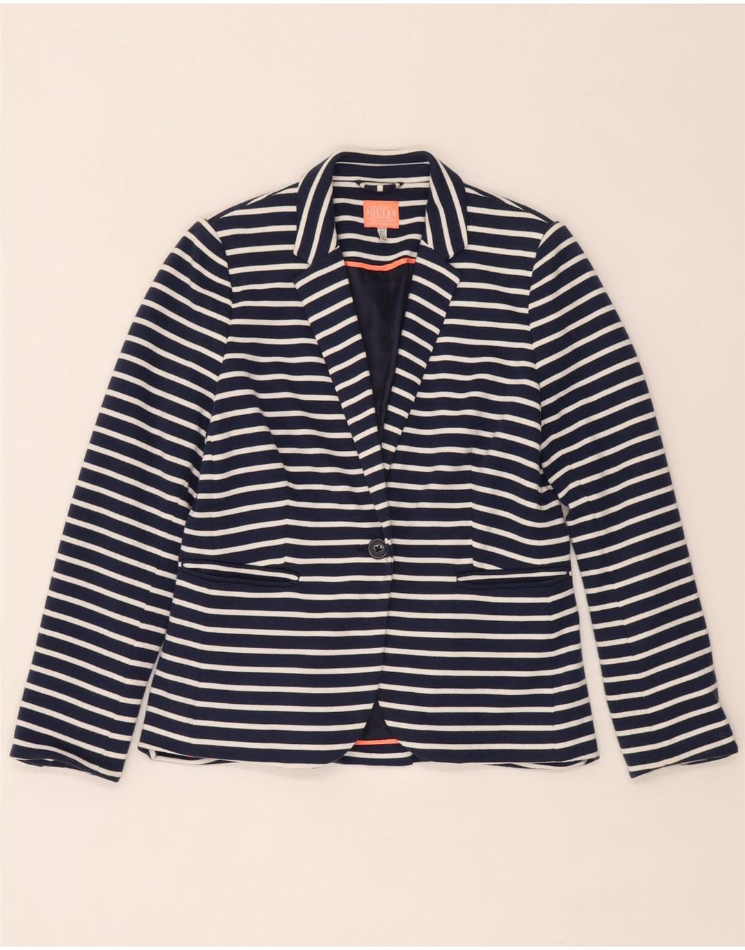 Joules Womens 1 Button Blazer Jacket UK 10 Small Navy Blue Striped