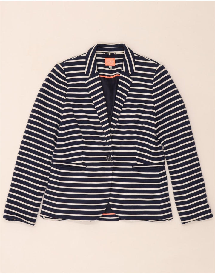 Joules Womens 1 Button Blazer Jacket UK 10 Small Navy Blue Striped