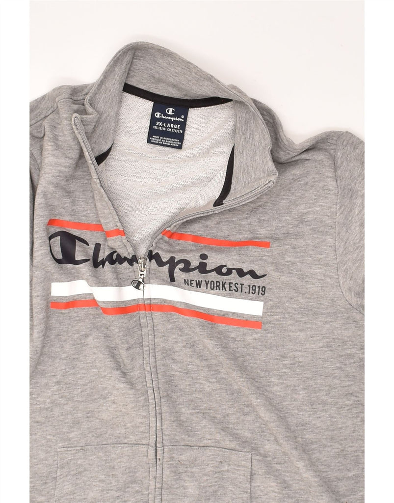 CHAMPION Boys Graphic Tracksuit Top Jacket 15-16 Years 2XL Grey Cotton | Vintage Champion | Thrift | Second-Hand Champion | Used Clothing | Messina Hembry 