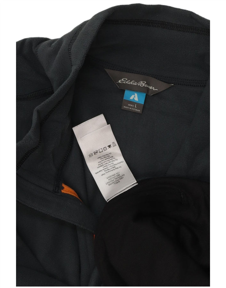 EDDIE BAUER Mens Fleece Jacket UK 40 Large Blue Colourblock Nylon