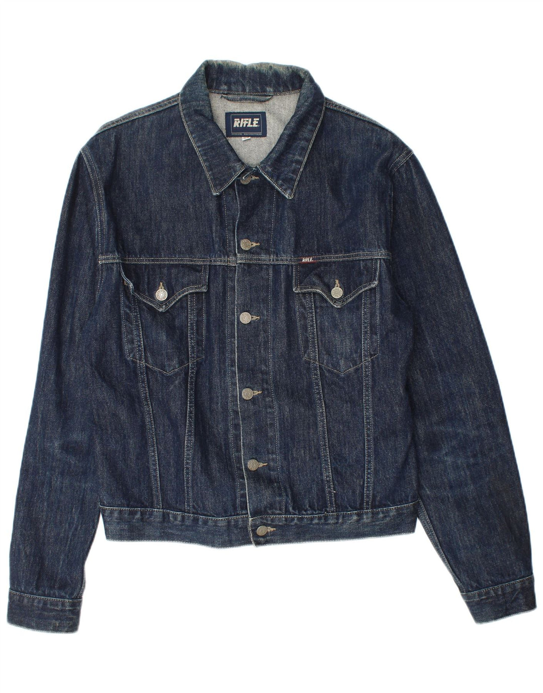 RIFLE Womens Denim Jacket UK 18 XL Navy Blue Cotton