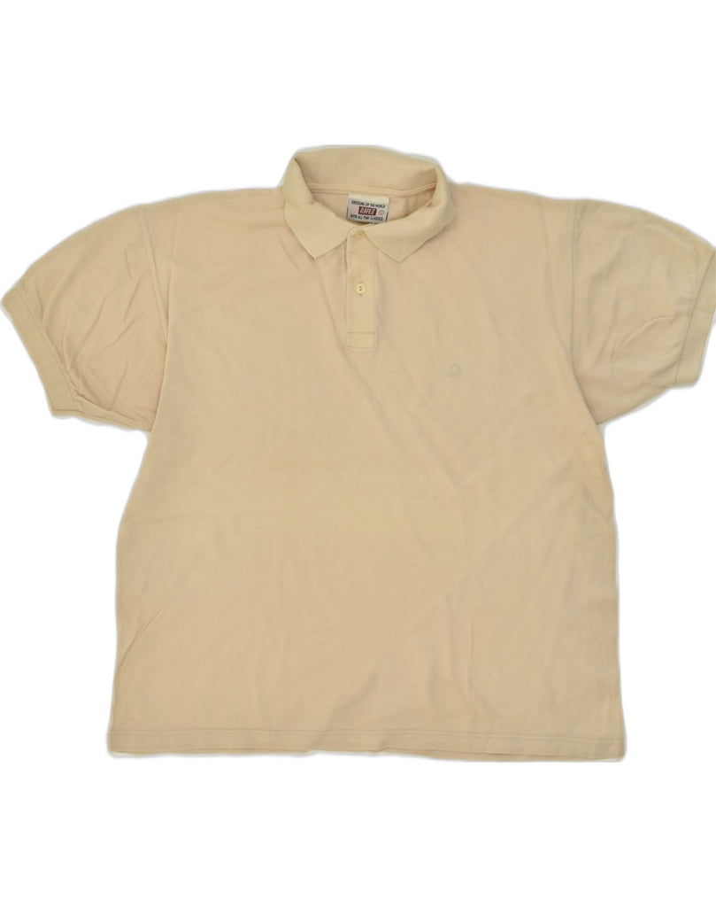 RIFLE Mens Polo Shirt Large Beige Cotton | Vintage Rifle | Thrift | Second-Hand Rifle | Used Clothing | Messina Hembry 