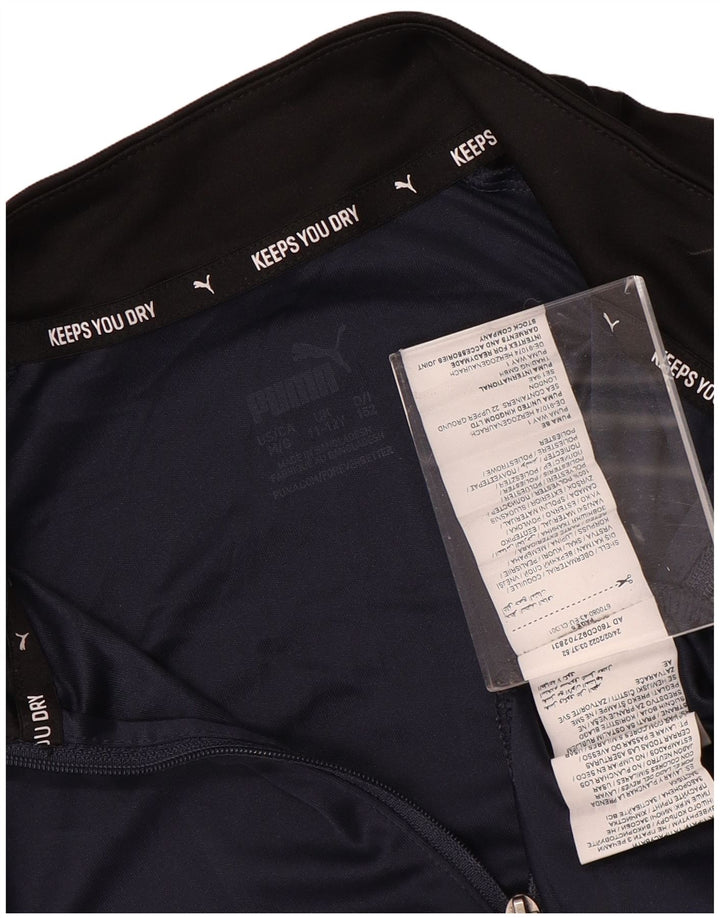 PUMA Boys Pullover Tracksuit Top 11-12 Years Navy Blue Colourblock