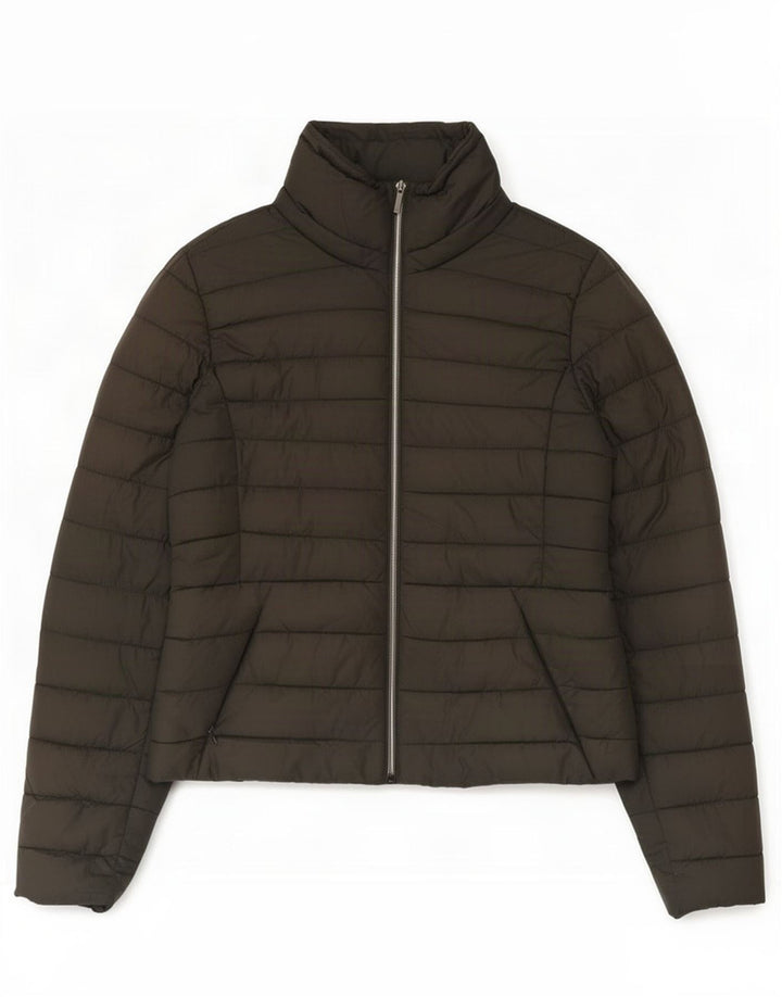 Zara Womens Padded Jacket UK 14 Large Khaki Polyester