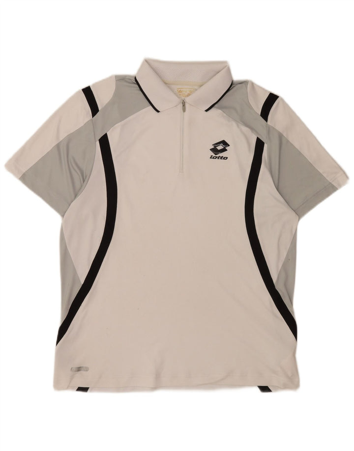 Lotto Mens Polo Shirt Large White Colourblock Polyester