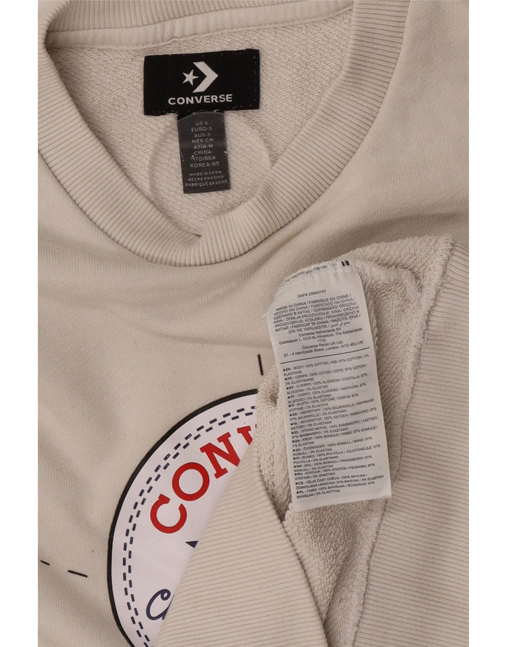 Converse Mens Chuck Taylor Graphic Sweatshirt Jumper Medium Beige Cotton