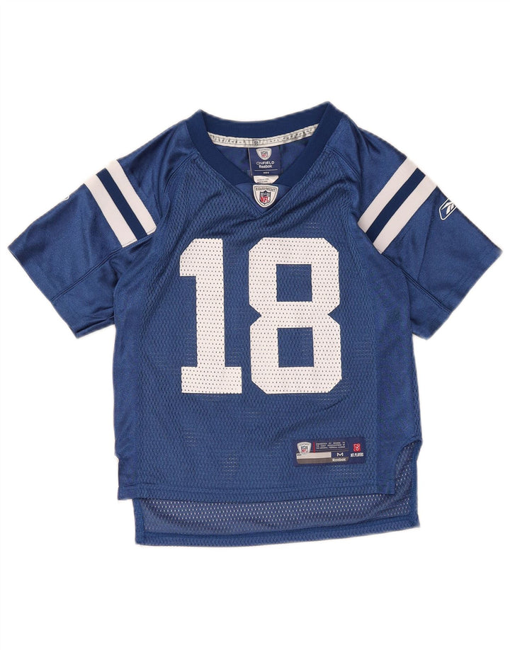 Reebok Boys NFL Graphic Jersey Top 5-6 Years Medium Navy Blue Colourblock