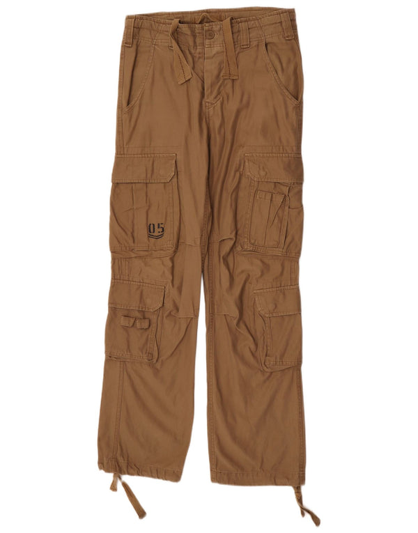 Vintage Mens Straight Cargo Trousers Small W29 L32 Brown Cotton
