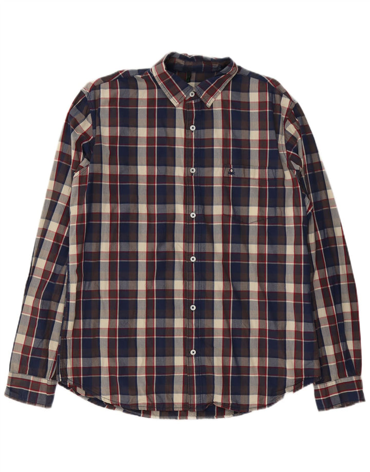 Benetton Mens Shirt XL Multicoloured Check Cotton