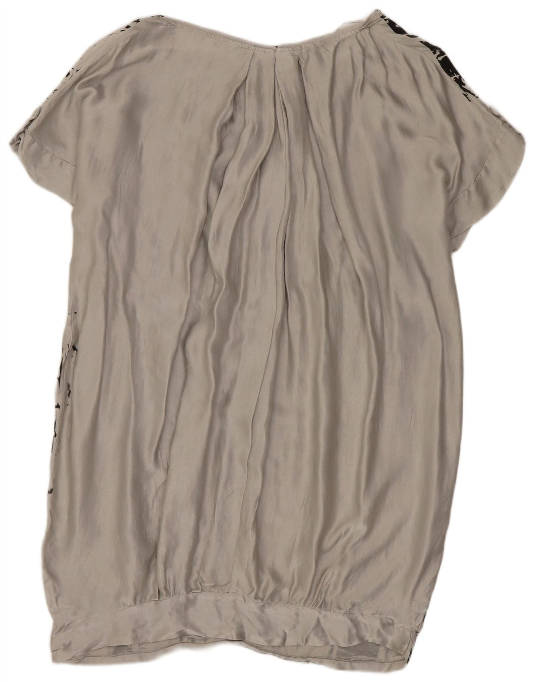 Zara Womens Abstract Pattern Oversized Bubble Dress UK 14 Medium Grey Silk