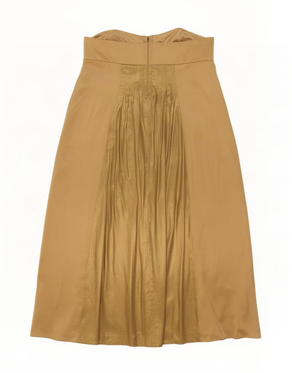 Monsoon Womens Strapless Dress UK 22 3XL Gold Colourblock Silk