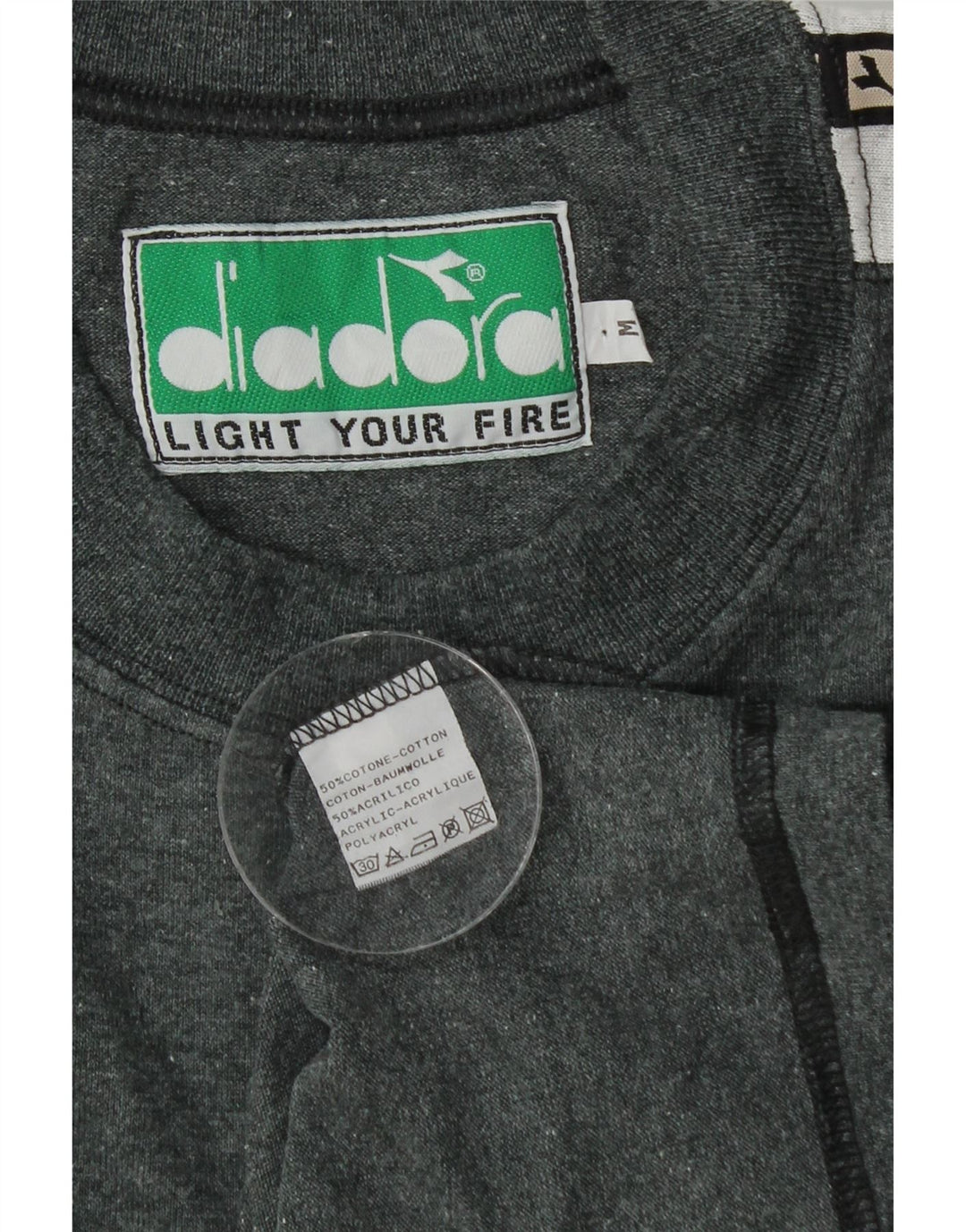 Diadora Mens Graphic Crew Neck Jumper Sweater Medium Grey Colourblock