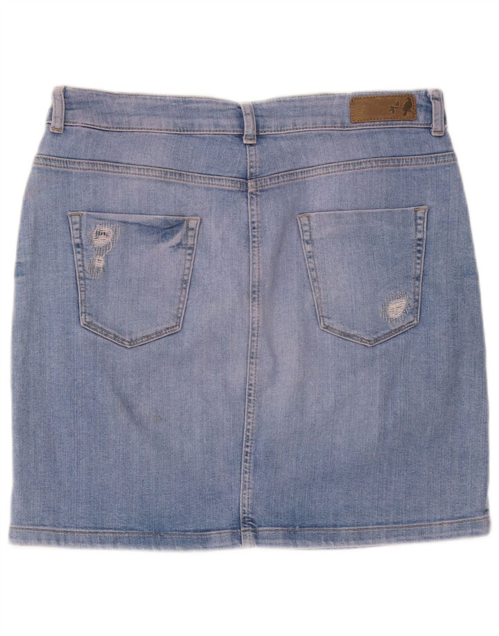 Marks & Spencer Womens Indigo Distressed Denim Skirt UK 12 Medium W32 Blue