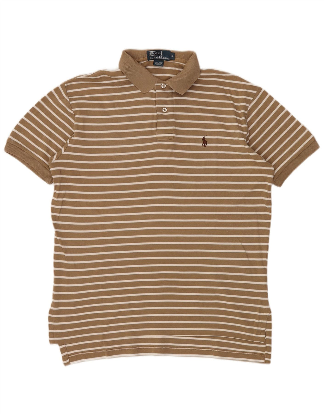 Polo Ralph Lauren Mens Polo Shirt Small Brown Striped Cotton