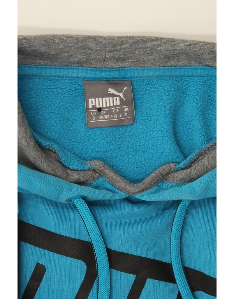 PUMA Mens Graphic Hoodie Jumper Small Blue Cotton Vintage Puma and Second-Hand Puma from Messina Hembry 