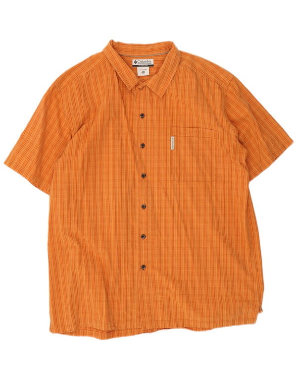 Columbia Mens Short Sleeve Shirt 2XL Orange Check Cotton