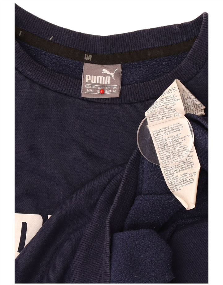 Puma Mens Graphic Sweatshirt Jumper Medium Navy Blue Cotton