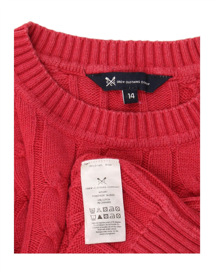 CREW CLOTHING Womens Crew Neck Jumper Sweater UK 14 Large Red Cotton