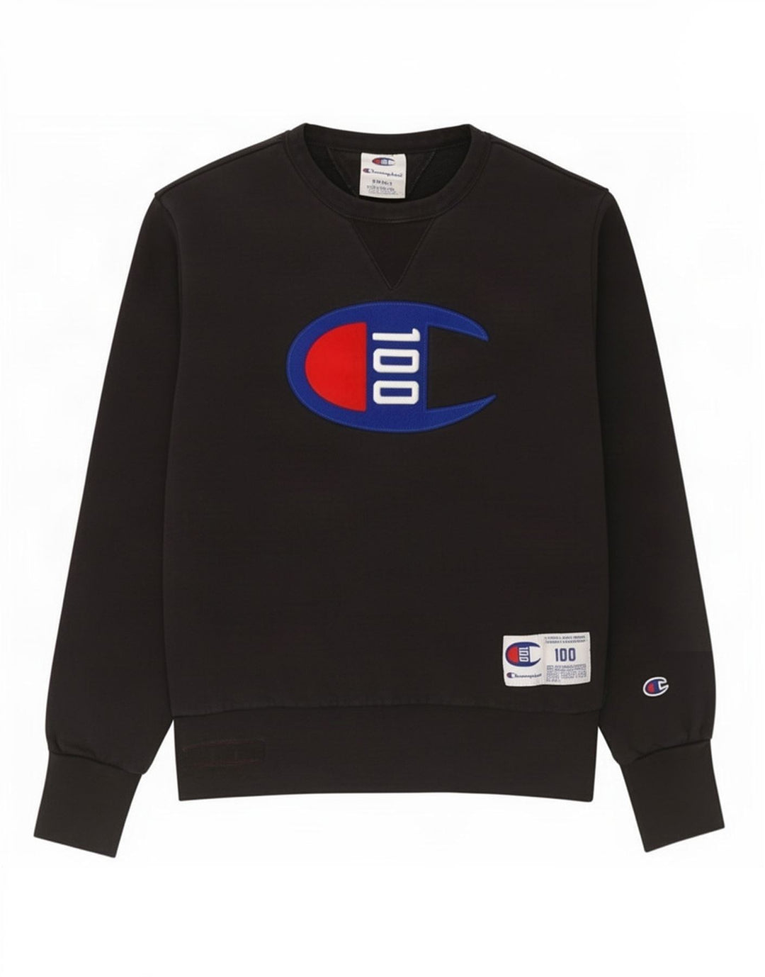 Champion Womens Graphic Oversized Sweatshirt Jumper UK 10 Small Black