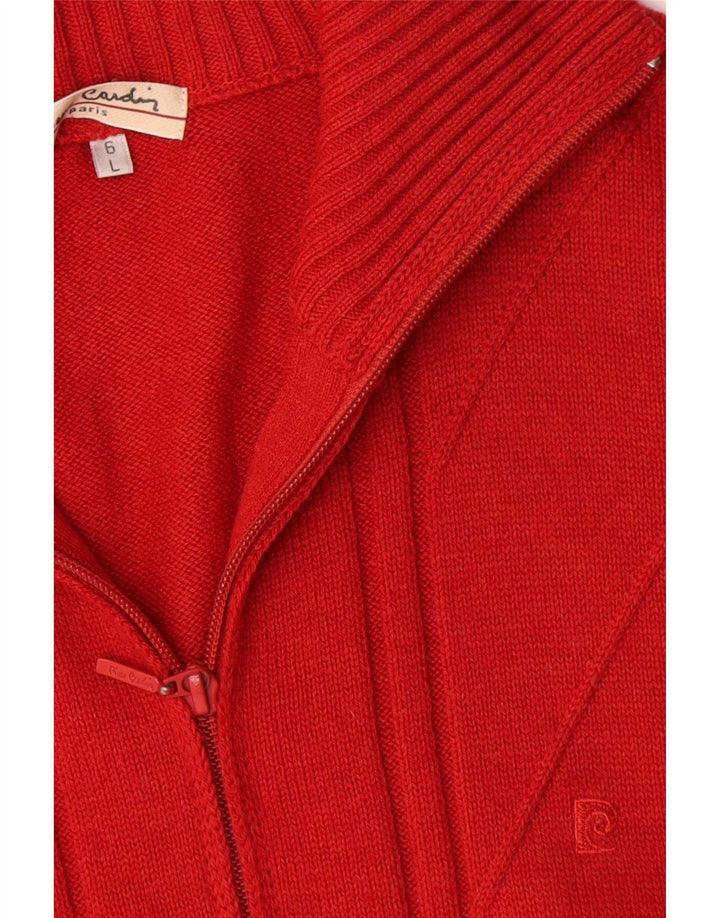 Pierre Cardin Mens Cardigan Sweater Large Red Wool