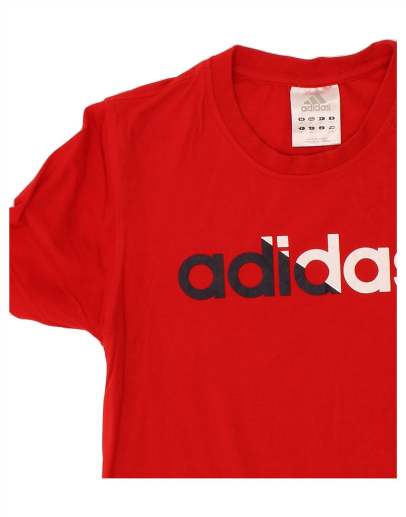 ADIDAS Womens Graphic T-Shirt Top UK 6 XS Red Cotton Vintage Adidas and Second-Hand Adidas from Messina Hembry 