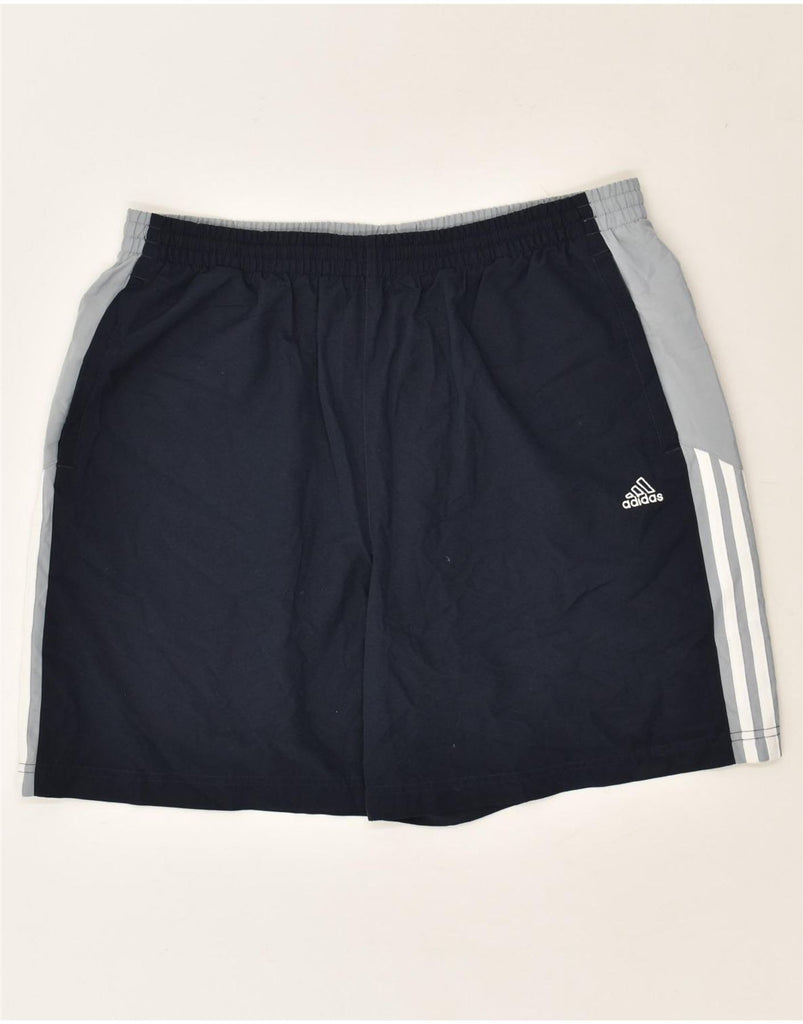 ADIDAS Mens Sport Shorts XL Navy Blue Colourblock Polyester | Vintage Adidas | Thrift | Second-Hand Adidas | Used Clothing | Messina Hembry 