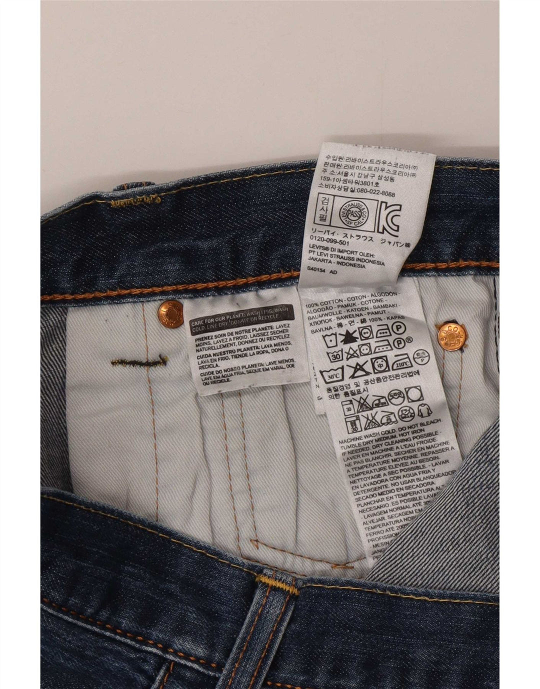 Levi's Mens Straight Jeans W32 L30 Blue Cotton