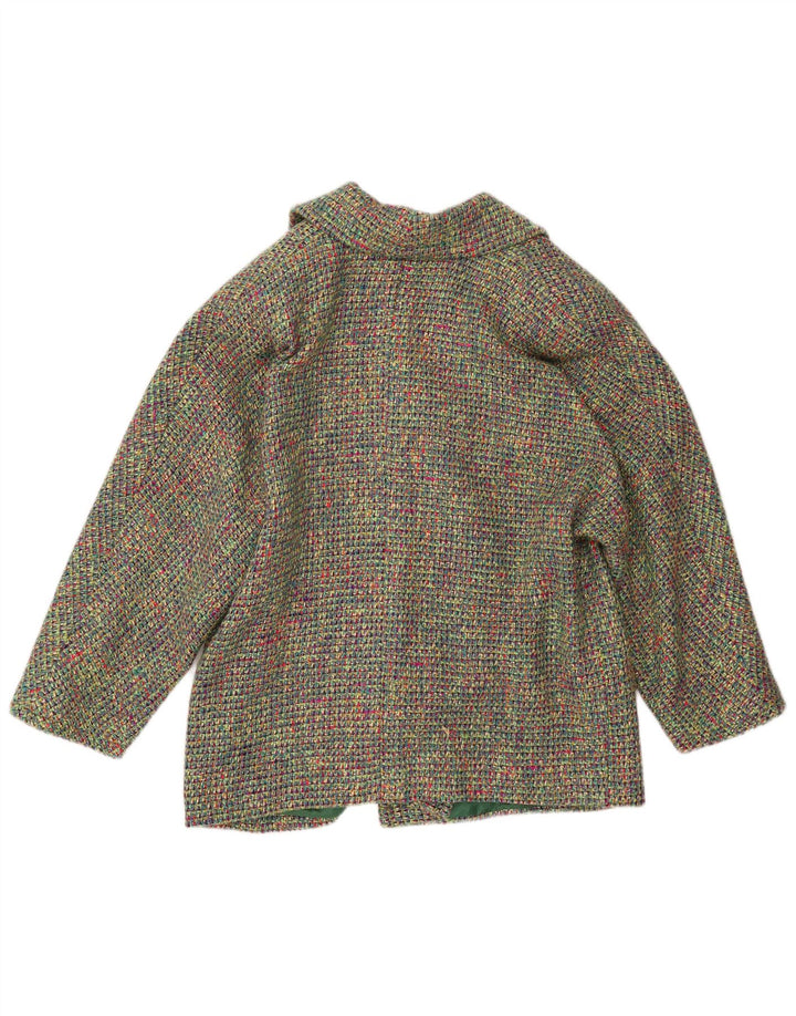 VINTAGE Womens 3/4 Sleeve Overcoat UK 18 XL Multicoloured Flecked