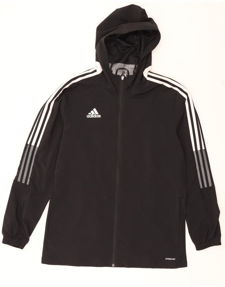 Adidas Mens Aeroready Hooded Tracksuit Top Jacket Large Black Polyester