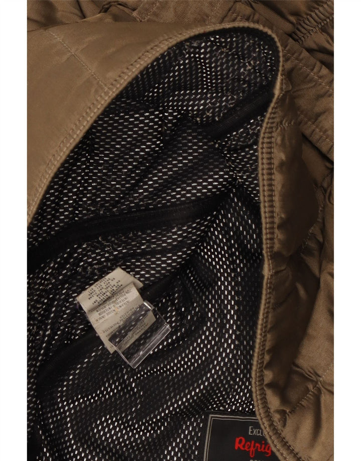 Refrigiwear Womens Hooded Quilted Jacket UK 14 Medium Brown Polyamide