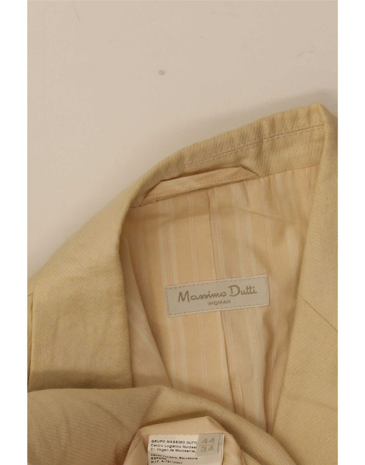 Massimo Dutti Womens 1 Button Blazer Jacket EU 44 XL Beige Linen