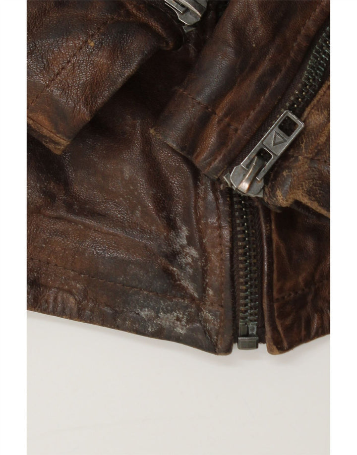 Be Edgy Mens Leather Jacket UK 40 Large Brown Leather