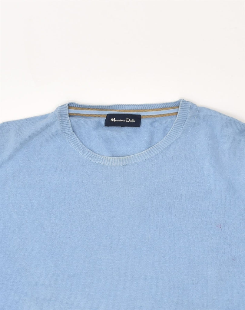 MASSIMO DUTTI Mens Crew Neck Jumper Sweater Large Blue Cotton | Vintage Massimo Dutti | Thrift | Second-Hand Massimo Dutti | Used Clothing | Messina Hembry 