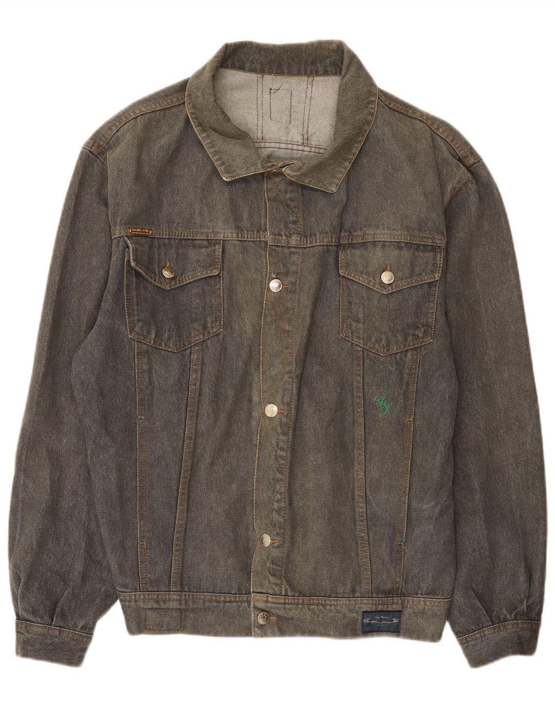 Vintage Mens Denim Jacket UK 40 Large Grey Cotton