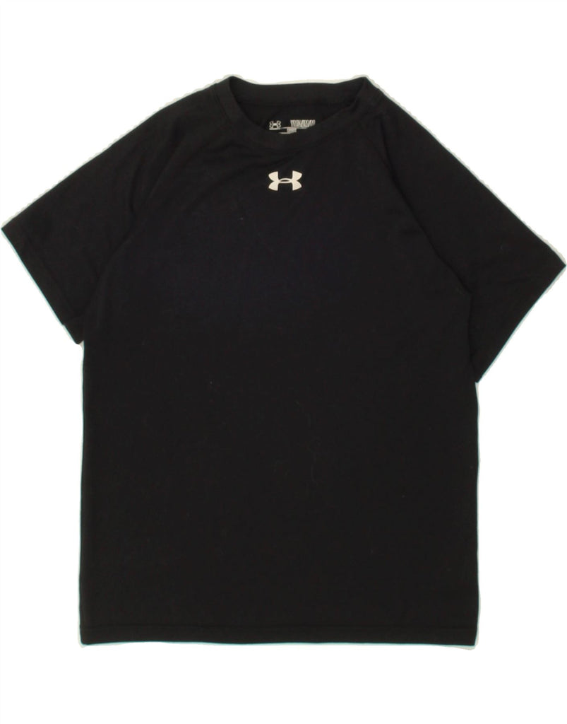 UNDER ARMOUR Boys Heat Gear T-Shirt Top 10-11 Years Medium Black Polyester | Vintage Under Armour | Thrift | Second-Hand Under Armour | Used Clothing | Messina Hembry 