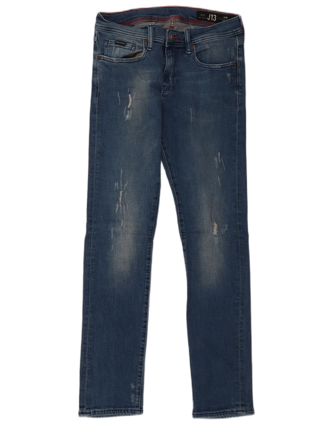 ARMANI EXCHANGE Womens Distressed Slim Jeans W30 L30 Blue Cotton