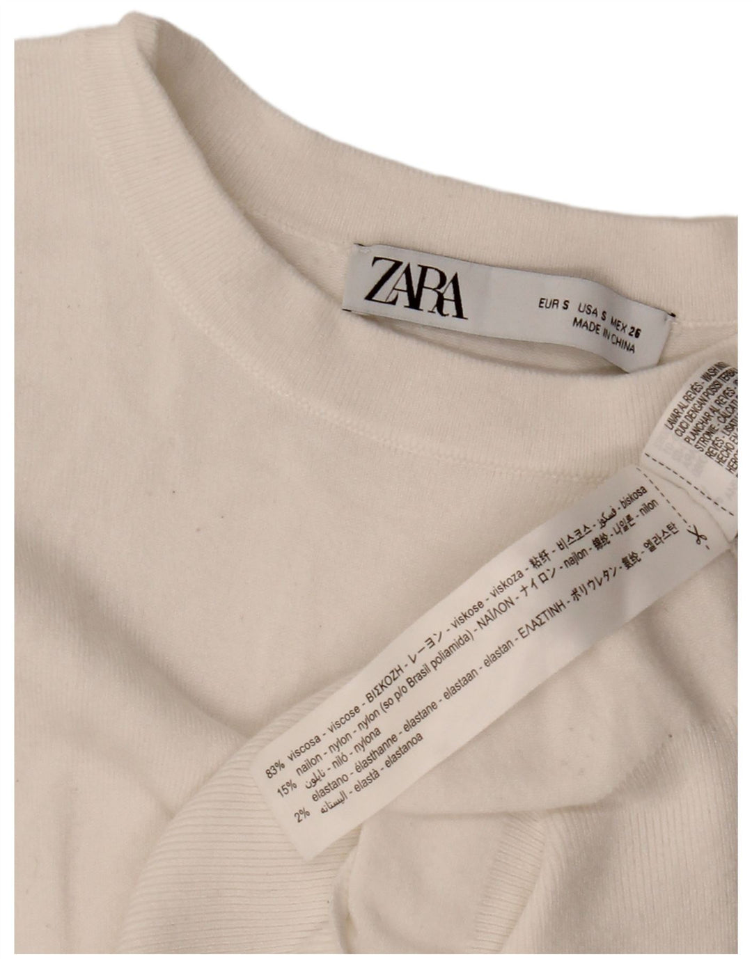 ZARA Womens Boat Neck Jumper Sweater UK 10 Small White Viscose