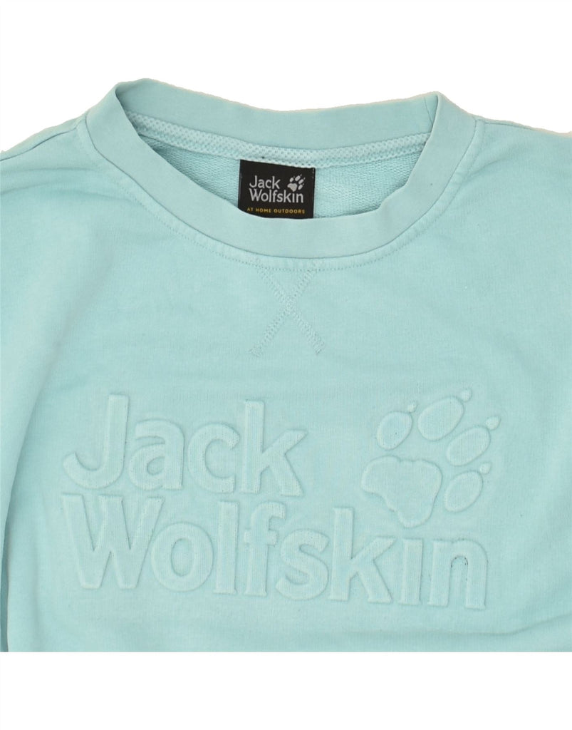 JACK WOLFSKIN Womens Oversized Sweatshirt Jumper UK 8/10 Small  Turquoise | Vintage Jack Wolfskin | Thrift | Second-Hand Jack Wolfskin | Used Clothing | Messina Hembry 