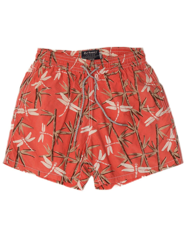 Roy Rogers Mens Swimming Shorts Medium Red Floral Nylon