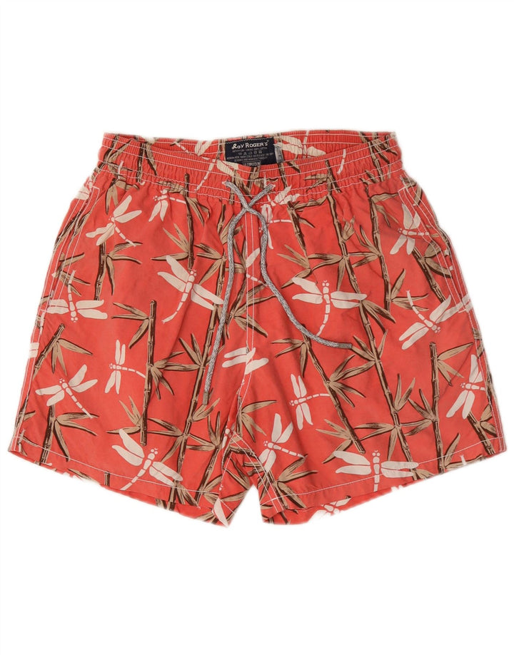 Roy Rogers Mens Swimming Shorts Medium Red Floral Nylon